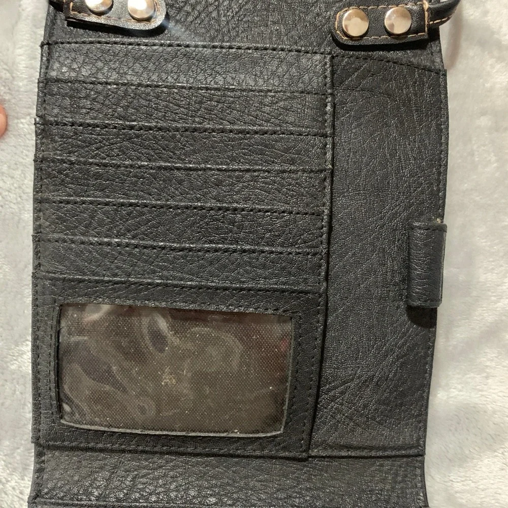 Esprit Black Crossbody Wallet Bag‎ Organizer Multi Compartment Small Purse Vtg